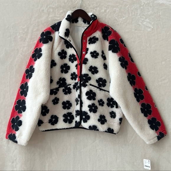 Free People Rocky Ridge Fleece Jacket-Floral Daisy Combo, M, NWT - Picture 3 of 9
